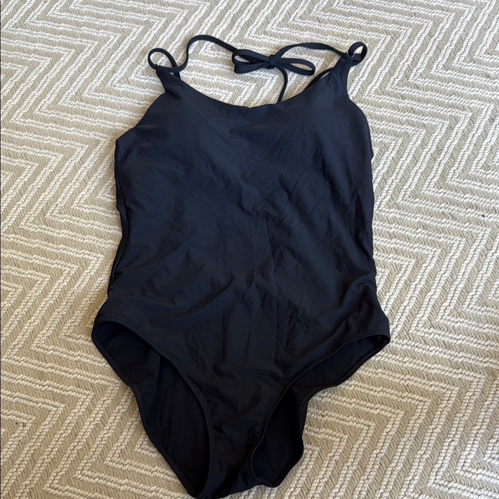 Athleta Black One-Piece Swimsuit with Tie Straps